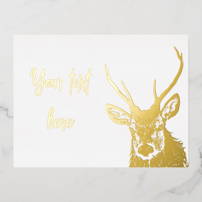 Cervo Oro Foil Holiday Post Card (Front)