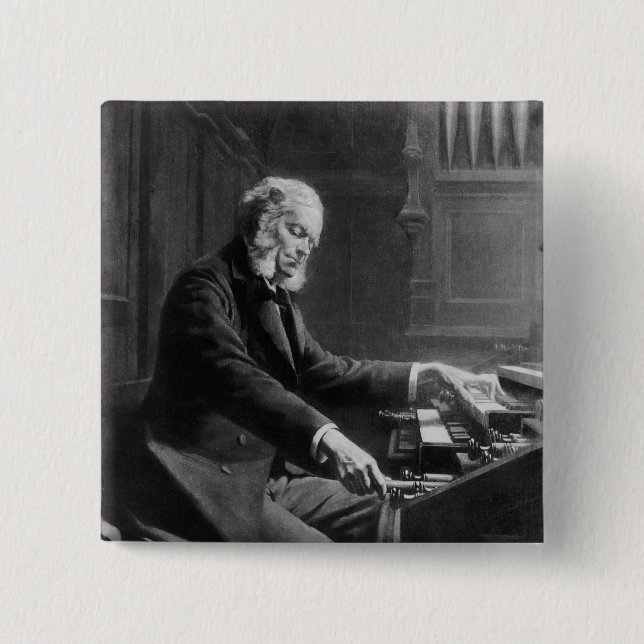 Cesar Franck at the console of the organ 15 Cm Square Badge (Front)