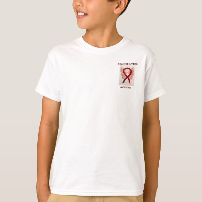 Cesarean Section Awareness Ribbon Angel Custom Tee (Front)