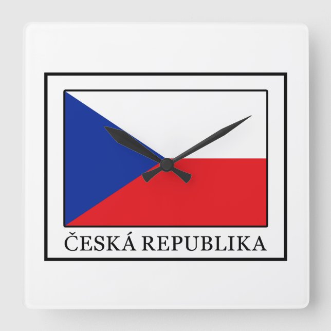 Ceska Republika Square Wall Clock (Front)