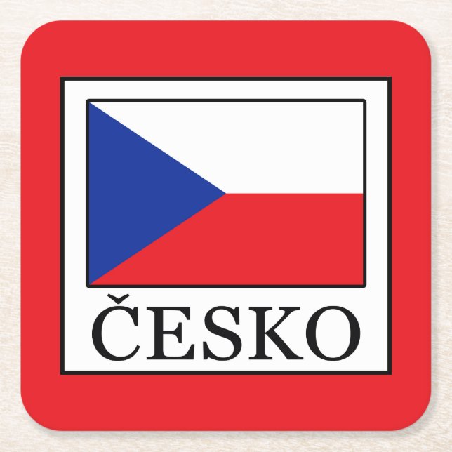 Česko Square Paper Coaster (Front)