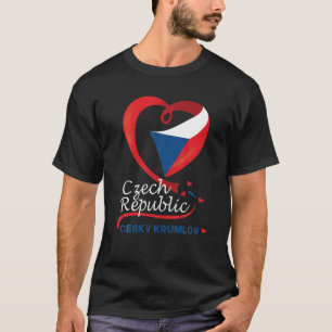 Cesky Krumlov Czech Republic Heart Flag Coat Of Ar T-Shirt