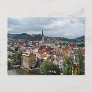 Cesky Krumlov old town postcard