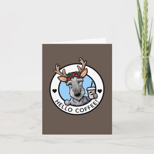Cesky Terrier Coffee Lover Christmas Card (Front)