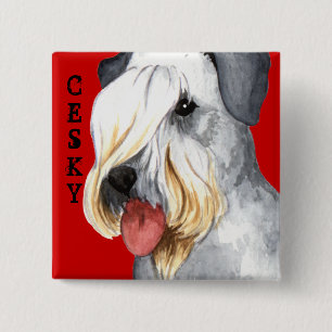 Cesky Terrier Colour Block 15 Cm Square Badge