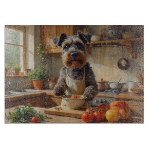 Cesky Terrier Cooking in Kitchen Cutting Board