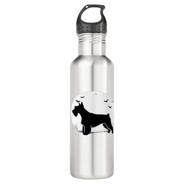 Cesky Terrier Dog – Halloween Moon Silhouette Clas 710 Ml Water Bottle (Front)
