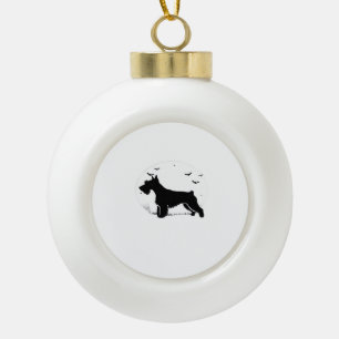 Cesky Terrier Dog � Halloween Moon Silhouette Clas Ceramic Ball Christmas Ornament