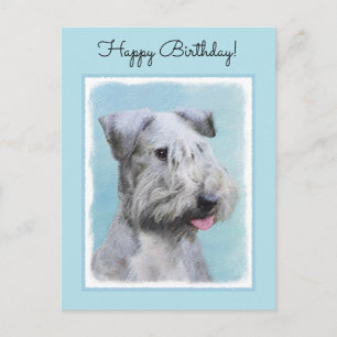 Cesky Terrier Painting - Cute Original Dog Art Postcard
