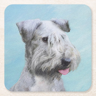 Cesky Terrier Painting - Cute Original Dog Art Square Paper Coaster