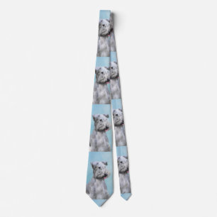 Cesky Terrier Painting - Cute Original Dog Art Tie
