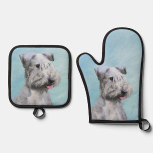 Cesky Terrier Painting Cute Original Pet Dog Art Oven Mitt & Pot Holder Set