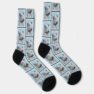 Cesky Terrier Painting Cute Original Pet Dog Art Socks