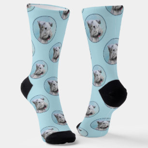 Cesky Terrier Painting Cute Original Pet Dog Art Socks