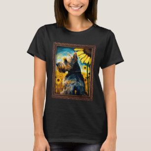 Cesky Terrier Painting Sunflower Flower Mum Women  T-Shirt