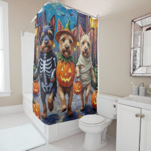 Cesky Terrier Trick-or-Treating Halloween Costume Shower Curtain