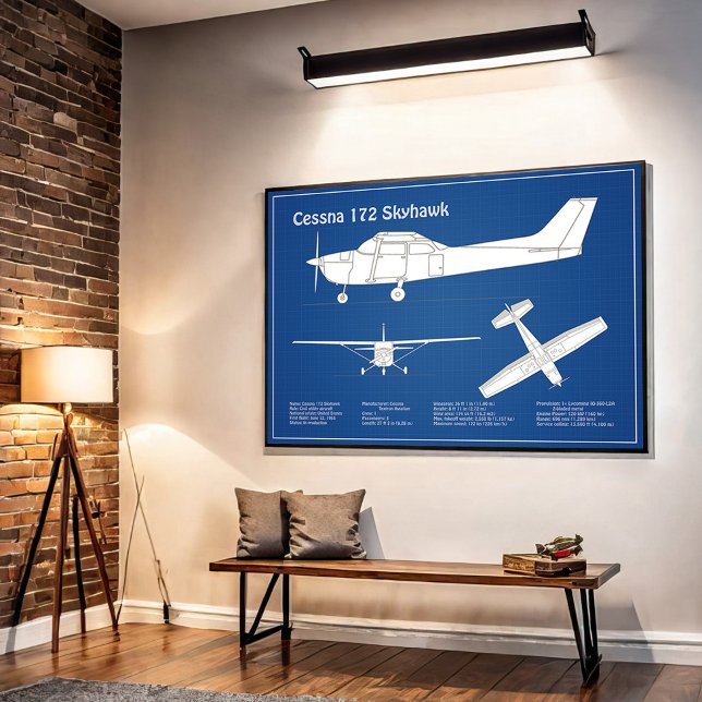 Cessna 172 Skyhawk - Aeroplane Blueprint Plans  AB Poster (Creator Uploaded)