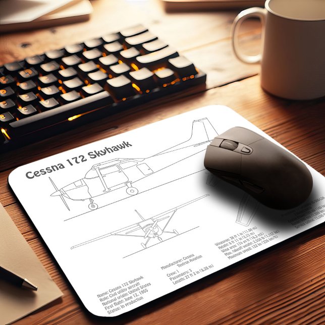 Cessna 172 Skyhawk - Aeroplane Blueprint Plans BD Mouse Pad (Creator Uploaded)