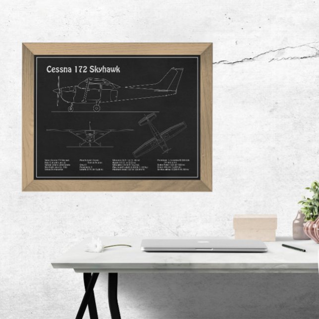 Cessna 172 Skyhawk - Aeroplane Blueprint Plans PD Photo Print (Creator Uploaded)