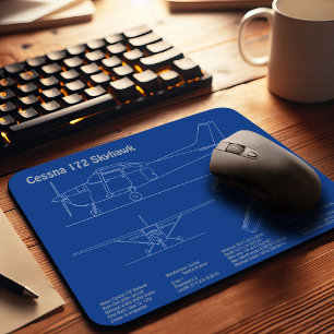 Cessna 172 Skyhawk - Airplane Blueprint Plans AD Mouse Pad