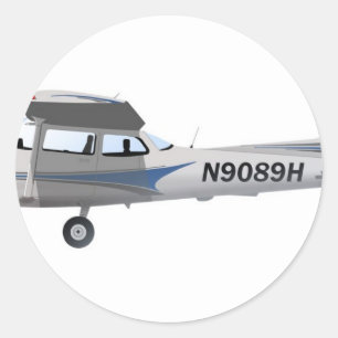 Cessna 172 Skyhawk Blue Classic Round Sticker