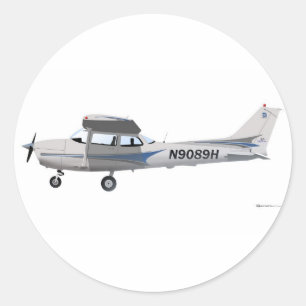 Cessna 172 Skyhawk Blue Classic Round Sticker