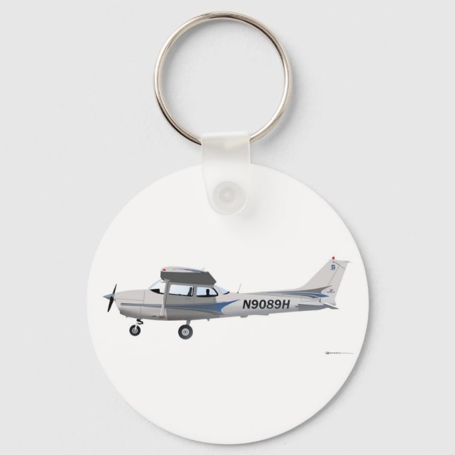 Cessna 172 Skyhawk Blue Key Ring (Front)