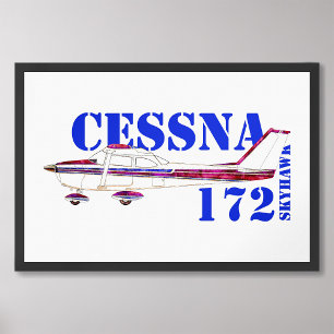 Cessna 172 Skyhawk Illustration Bold Text Design Photo Print