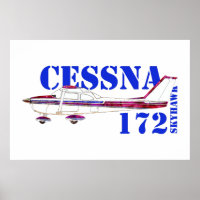 Cessna 172 Skyhawk Illustration Bold Text Design