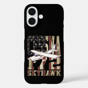 Cessna 172 Skyhawk with Vintage United States Flag iPhone 16 Case