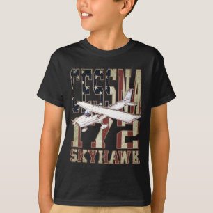 Cessna 172 Skyhawk with Vintage United States Flag T-Shirt