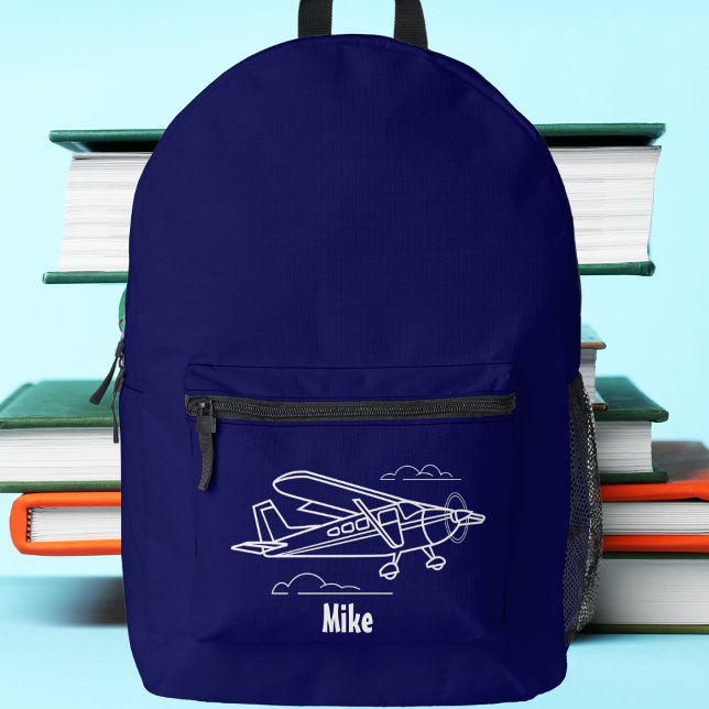 Cessna Aeroplane Clouds Aviation Blue Custom Name Printed Backpack (Creator Uploaded)