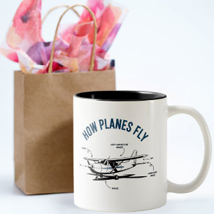 Cessna Aeroplane Funny How Planes Fly Pilot Flying Two-Tone Coffee Mug