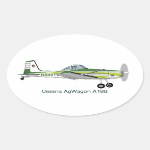 Cessna AgWagon A188 Crop Duster Airplane Oval Sticker
