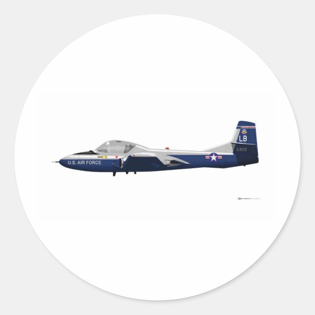 Cessna T-37 Dragonfly 68902 Classic Round Sticker (Front)