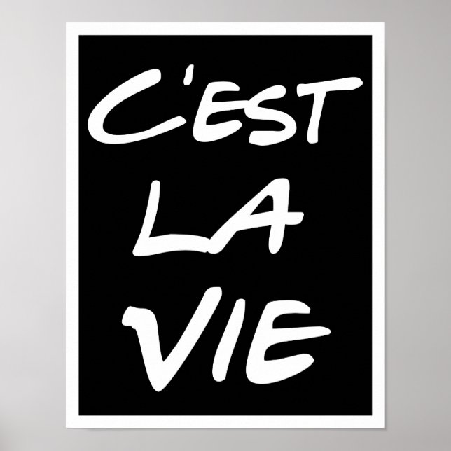 C'est La Vie Hand Lettering Poster - Black (Front)