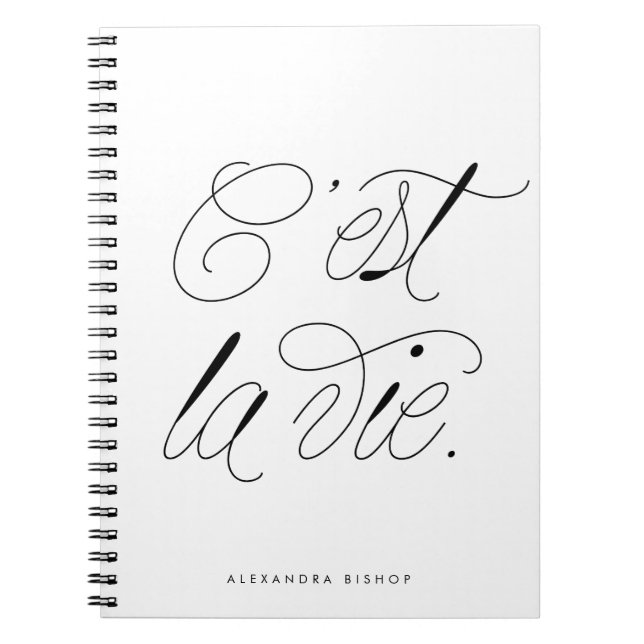 C'est La Vie Modern Script Personalised Notebook (Front)