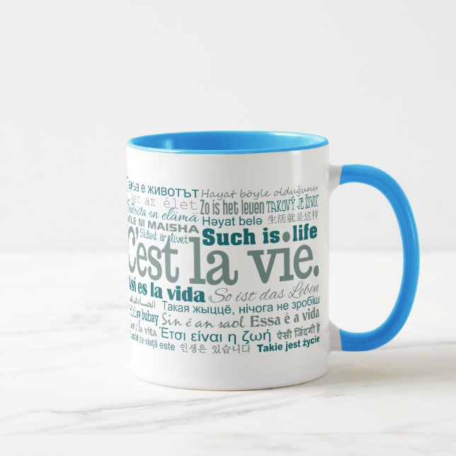 C'est La Vie mugs - choose style & colour (Right)