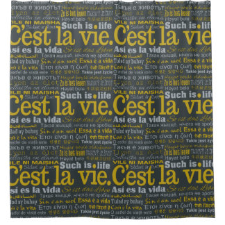 C'est La Vie multilingual shower curtain