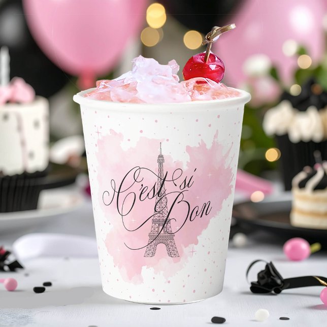 C'est si Bon Parisian Sweet 16 Pink Splash ID1162 Paper Cups (Creator Uploaded)