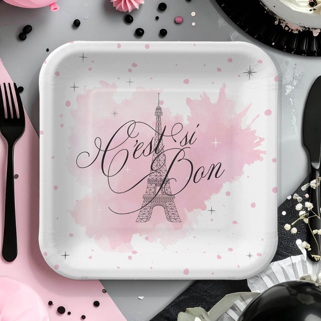 C'est si Bon Parisian Sweet 16 Pink Splash ID1162 Paper Plate (Creator Uploaded)