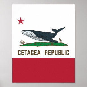Cetacea Republic Whale Flag Rorqual Poster