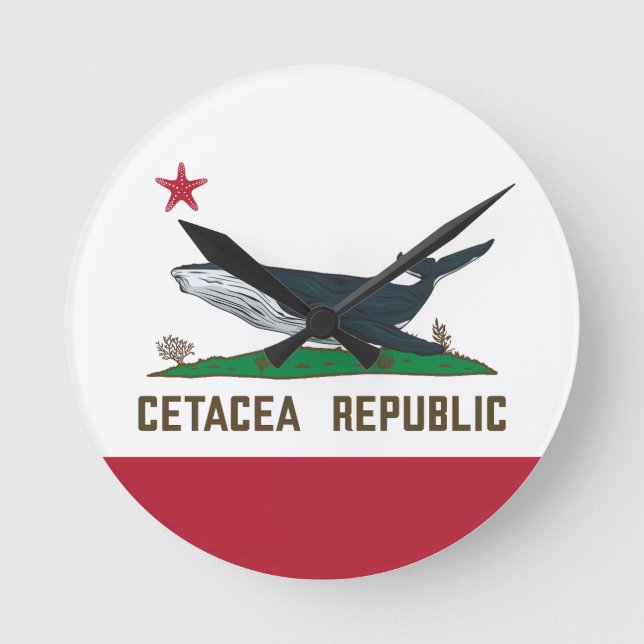 Cetacea Republic Whale Flag Rorqual Round Clock (Front)
