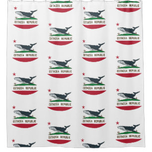 Cetacea Republic Whale Flag Rorqual Shower Curtain