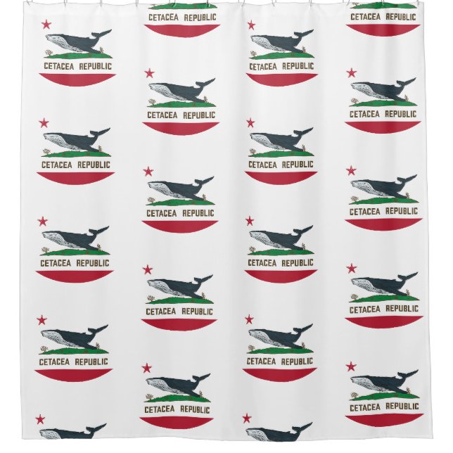 Cetacea Republic Whale Flag Rorqual Shower Curtain (Front)