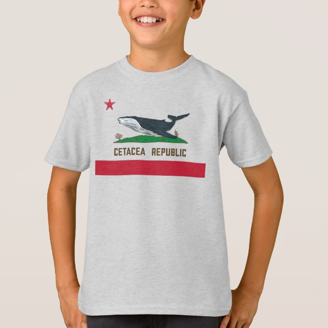 Cetacea Republic Whale Flag Rorqual T-Shirt (Front)