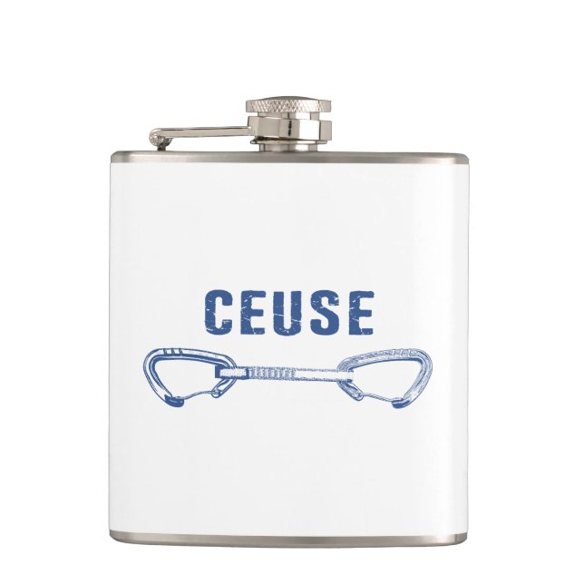 Ceuse France Rock Climbing Quickdraw Hip Flask (Front)