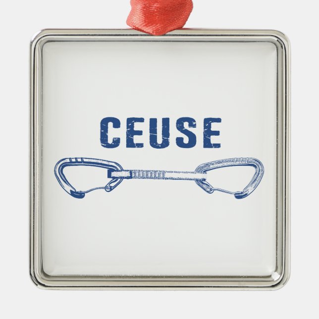 Ceuse France Rock Climbing Quickdraw Metal Tree Decoration (Front)