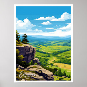 Cevennes National Park Travel Vintage Illustration Poster