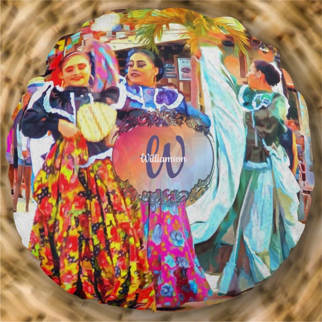 Ceviche Mexican Festival Dancers 2549 Round Cushion (Creator Uploaded)